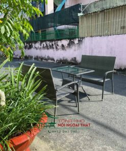 Bàn ghế nhựa giả mây BGNGM-003