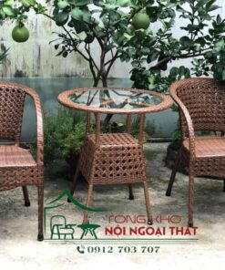 Bàn ghế nhựa giả mây BGNGM-004