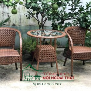 Bàn ghế nhựa giả mây BGNGM-004
