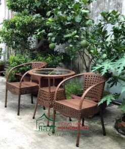 Bàn ghế nhựa giả mây BGNGM-006