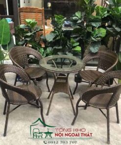 Bàn ghế nhựa giả mây BGNGM-005