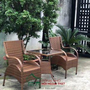 Bàn ghế nhựa giả mây BGNGM-007