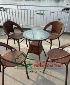 Bàn ghế nhựa giả mây BGNGM-009