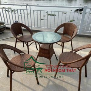 Bàn ghế nhựa giả mây BGNGM-009