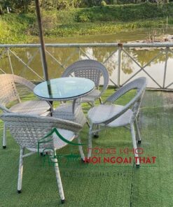 Bàn ghế nhựa giả mây BGNGM-010