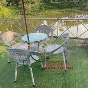 Bàn ghế nhựa giả mây BGNGM-010