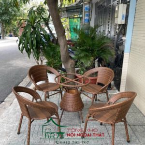 Bàn ghế nhựa giả mây BGNGM-012