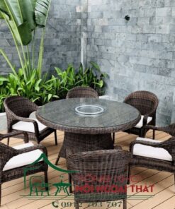 Bàn ghế nhựa giả mây BGNGM-015