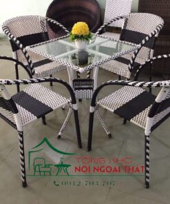 Bàn ghế nhựa giả mây BGNGM-011