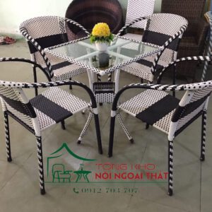 Bàn ghế nhựa giả mây BGNGM-011