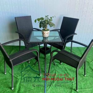 Bàn ghế nhựa giả mây BGNGM-013