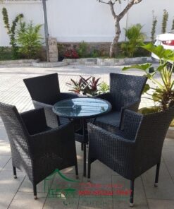 Bàn ghế nhựa giả mây BGNGM-014