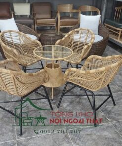Bàn ghế nhựa giả mây BGNGM-016