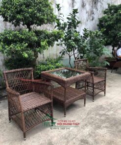 Bàn ghế nhựa giả mây - BGNGM017