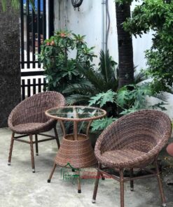 Bàn ghế nhựa giả mây - BGNGM018