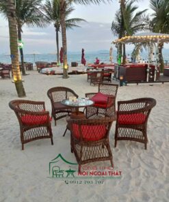 Bàn ghế nhựa giả mây BGNGM28
