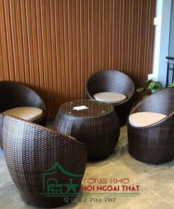Bàn ghế nhựa giả mây - BGNGM022