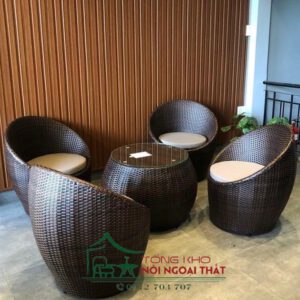 Bàn ghế nhựa giả mây - BGNGM022