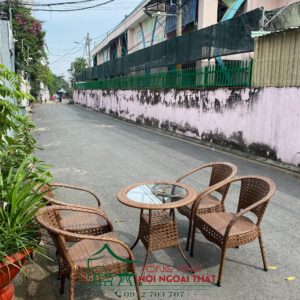 Bàn ghế nhựa giả mây - BGNGM024