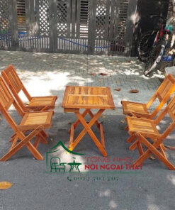 Bàn ghế gỗ xếp 02