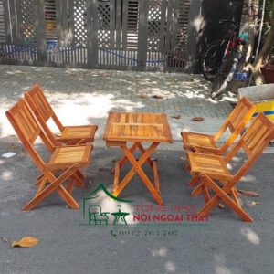 Bàn ghế gỗ xếp 02