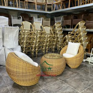 Bàn ghế nhựa giả mây – BGNGM30