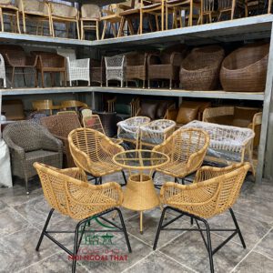 Bàn Ghế Nhựa Giả Mây - BGNGM31