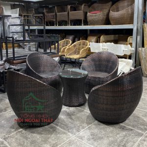 Bàn Ghế Nhựa Giả Mây - BGNGM32