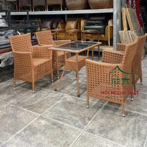 Bàn Ghế Nhựa Giả Mây - BGNGM34