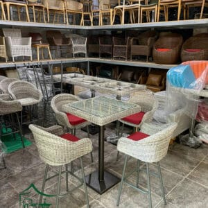 Bàn ghế bar đan sợi nhựa giả mây - BGB08