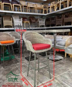 Bàn ghế bar đan sợi nhựa giả mây - BGB08 6 Bàn ghế bar đan sợi nhựa giả mây - BGB08 - Ảnh 2