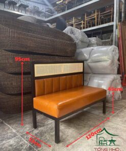 Sofa sắt nệm đan mây nhựa SCF24