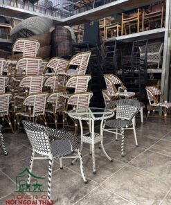 Bàn ghế cafe đan sợi nhựa giả mây BGNGM37 - Ảnh 3