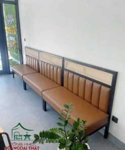 Sofa sắt nệm đan mây nhựa SCF24 - Ảnh 4