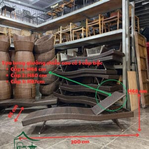 Ghế hồ bơi đan sợi nhựa giả mây GTG02