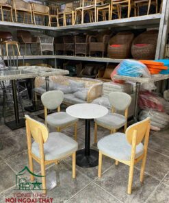 Bàn ghế cafe gỗ bọc nệm BGCF44