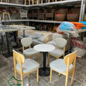 Bàn ghế cafe gỗ bọc nệm BGCF44