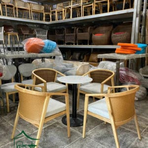 Bàn ghế cafe gỗ bọc nệm BGCF45