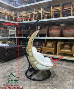 Xích đu khung sắt đan sợi nhựa giả mây XD09