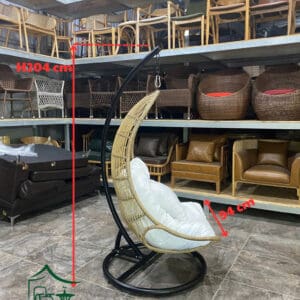 Xích đu khung sắt đan sợi nhựa giả mây XD09