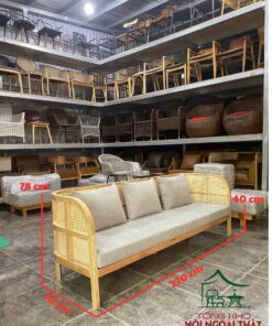 Sofa cafe gia đình gỗ đan mây nhựa SCF26