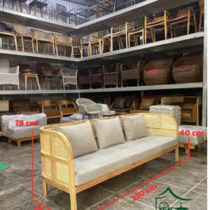 Sofa cafe gia đình gỗ đan mây nhựa SCF26