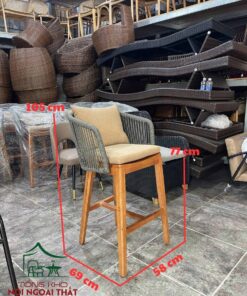 Ghế bar gỗ đan sợi dây rope BGB10