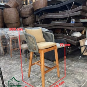 Ghế bar gỗ đan sợi dây rope BGB10