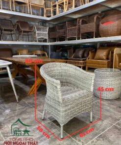 Bàn ghế cafe sân vườn ngoài trời đan sợi nhựa giả mây BGNGM38 - Ảnh 3