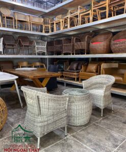 Bàn ghế cafe sân vườn ngoài trời đan sợi nhựa giả mây BGNGM38 - Ảnh 2