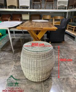 Bàn ghế cafe sân vườn ngoài trời đan sợi nhựa giả mây BGNGM38 - Ảnh 4