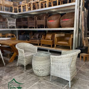 Bàn ghế cafe sân vườn ngoài trời đan sợi nhựa giả mây BGNGM38