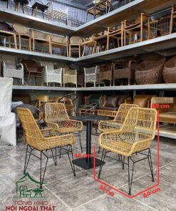 Bàn ghế cafe sân vườn ngoài trời đan sợi nhựa giả mây BGNGM39