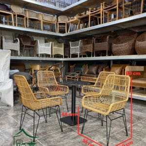 Bàn ghế cafe sân vườn ngoài trời đan sợi nhựa giả mây BGNGM39